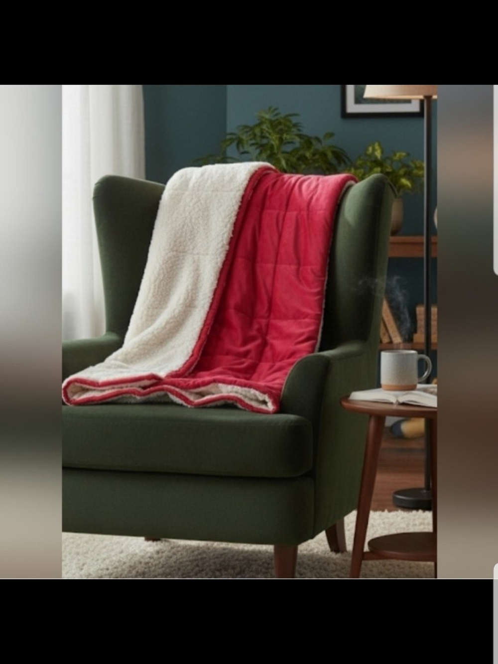 NEW! Woolrich Red and White Reversible Sherpa Throw Blanket NWT